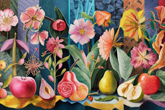 paint botanical illustrations of flowers, plants, fruits