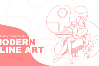 draw modern line art flat illustration