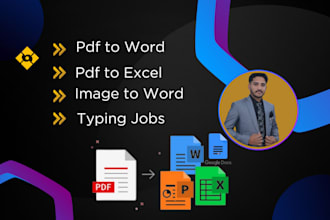 convert the PDF to word, image to word and typing job