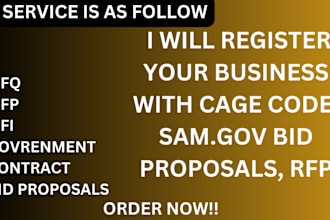 register your business with cage code sam gov  bid proposals rfp