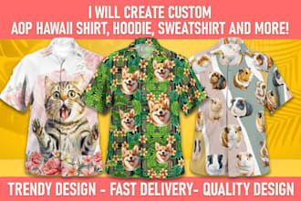 custom aop designs for hawaii shirts, hoodies, and sweatshirts