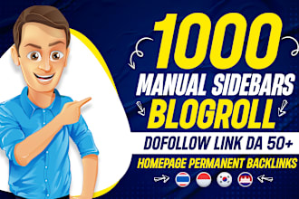 make 1000 sidebar blogroll da 50 homepage dofollow backlinks