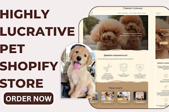 design professional pet shopify store, domestics store, pet food store