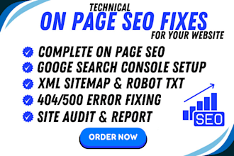 do on page technical SEO fixes with schema markup, sitemap and robots txt