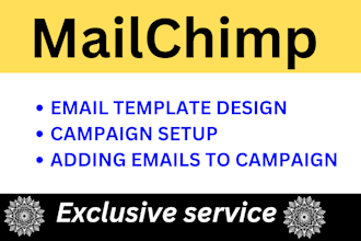 design mailchimp email template, create campaign, add emails