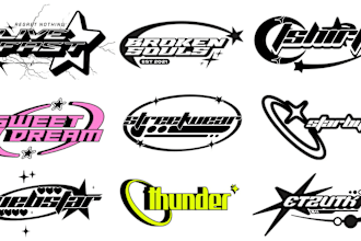 design custom y2k logo for your streetwear brand