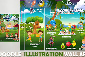 draw creative doodles, murals, illustrations for childrens