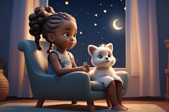 design 3d african american children book illustration, children book, kids book