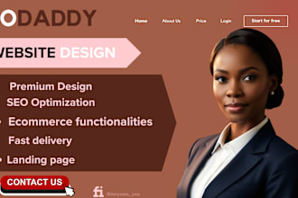 redeign or design a professional and responsive godaddy website, godaddy website