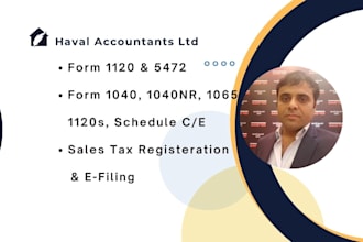 prepare business tax return form 1120 and 5472 for US non residents llc