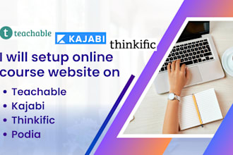 online course website on teachable, kajabi, thinkific and podia