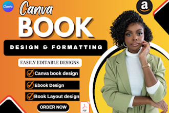 do canva book and ebook design, book formatting and layout design and book cover