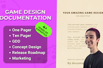 write professional game design documents and one pagers