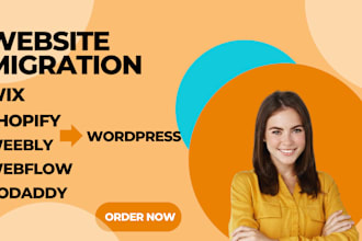 convert transfer wix,  shopify, squarespace,weebly, webflow godaddy to wordpress