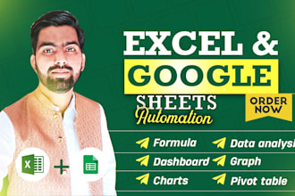 fix, optimize excel formulas, create google sheets with charts and pivot table