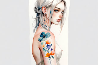draw watercolor tattoo design