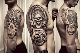create any design in traditional tattoo or old school style