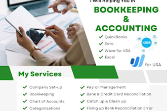 do quickbooks, xero and wave bookkeeping and bank reconciliation