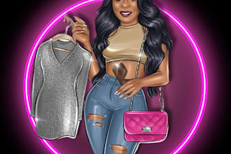 draw custom fashion boutique portrait logo