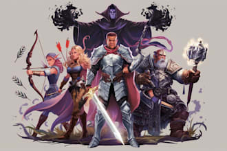 create dnd character or dnd party art illustration