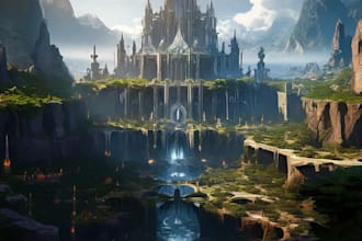 draw environment concept art, fantasy worlds