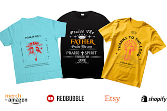 create christian tshirt design for etsy and shopify stores