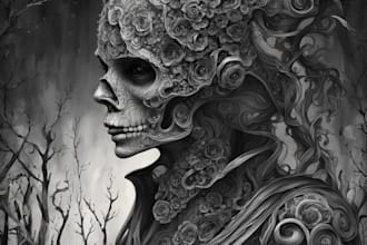 draw detailed dark art illustration