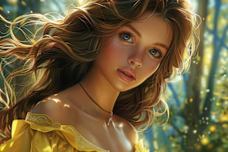 draw a portrait in semi realism disney cartoon style