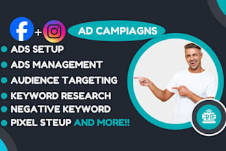 setup facebook ads campaign, instagram ads campaign for sales and leads