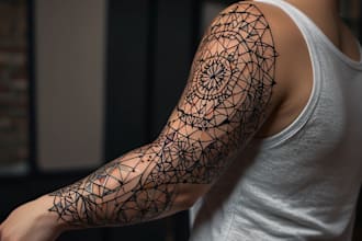 draw a geometric sleeve tattoo design
