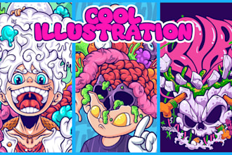 make pop art doodle cartoon illustration for anything