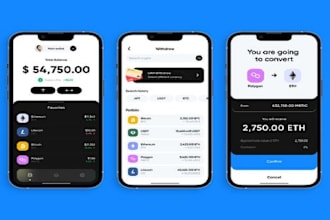 develop crypto wallet app, android and ios app, fintech app, binance