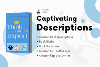 ghostwrite ebook description, book blurb, book summary amazon kdp, author bio