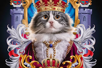 create custom royal pet portrait in high quality