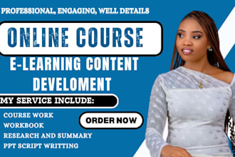 online course content, training manual, workbook ecourse creation coursework ppt