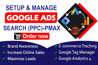 set and optimize google ads adword PPC campaigns search ads with performance max