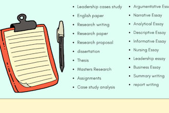 write 2,3,4 pages paper, leadership case study, reports and essay writing