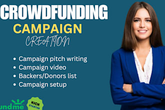 create crowdfunding campaign creation, promotion for indiegogo, gofundme