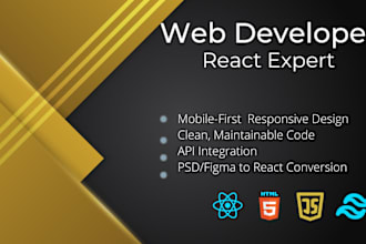 develop interactive website using react with modern look