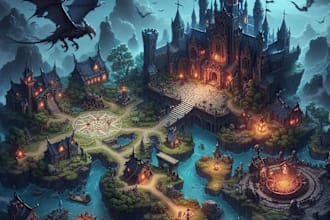 make beautiful fantasy map illustration