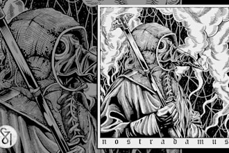 do dark art, horror, brutal in engraving style