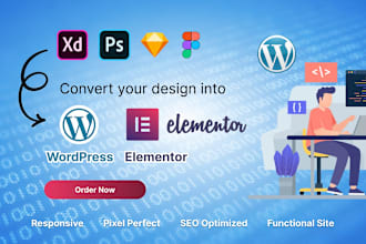 convert psd, figma and xd to elementor wordpress