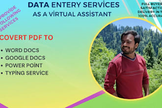 convert PDF to word, google docs, power point typing service