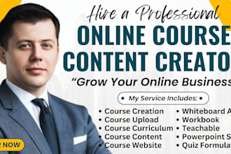 upload course content,workbook design to kajabi teachable,thinckific,wix website
