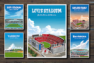 make stadium illustration poster, football cricket rugby stadium