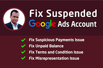 google ads suspended recovery specialist for suspicious and unpaid issue