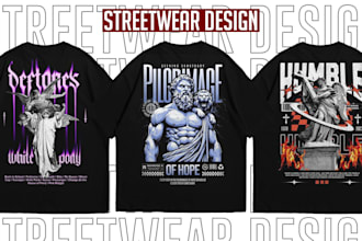 create custom streetwear t shirt design and hoodies design