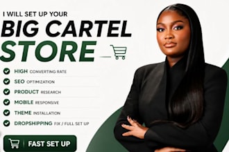 design, redesign, setup, fix big cartel, ecwid, bigcommerce opencart shopify