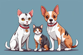 draw vector illustration cartoon dog cat animal pet portrait