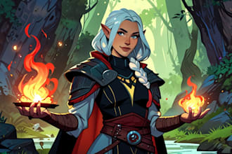 create dnd character or dnd party art full body illustration